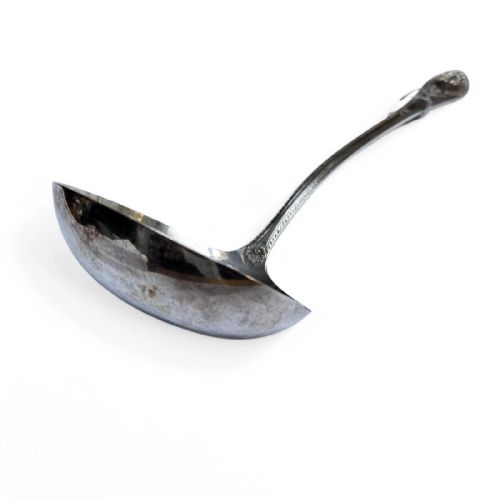 ANTIQUE SOLID SILVER SAUCE LADLE VICTORIAN 1865 ORNATE SCROLLWORK - ADDITIONAL PHOTO 3