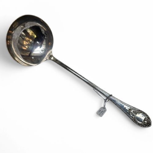 ANTIQUE SOLID SILVER SAUCE LADLE VICTORIAN 1865 ORNATE SCROLLWORK - ADDITIONAL PHOTO 4