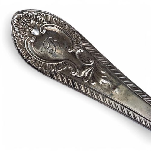 ANTIQUE SOLID SILVER SAUCE LADLE VICTORIAN 1865 ORNATE SCROLLWORK - ADDITIONAL PHOTO 7