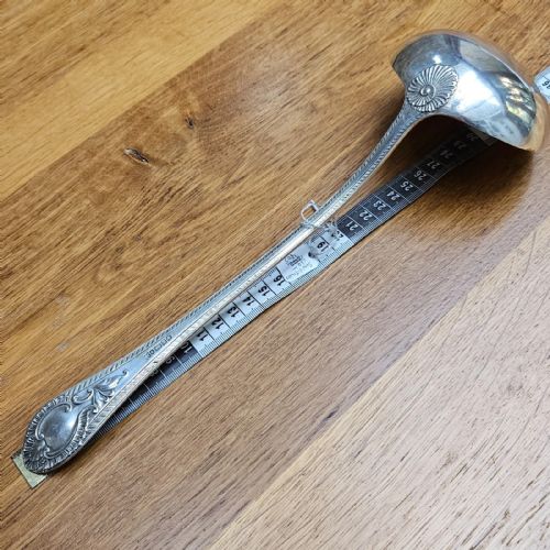 ANTIQUE SOLID SILVER SAUCE LADLE VICTORIAN 1865 ORNATE SCROLLWORK - ADDITIONAL PHOTO 8