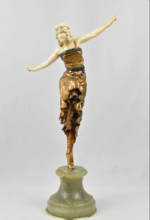 PAUL PHILIPPE RUSSIAN DANCER ART DECO CHRYSELEPHANTINE BRONZE IVORY SCULPTURE - ADDITIONAL PHOTO 2