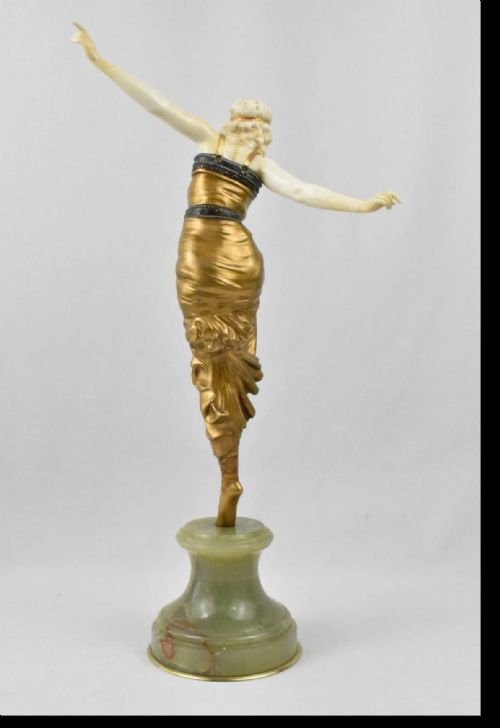 PAUL PHILIPPE RUSSIAN DANCER ART DECO CHRYSELEPHANTINE BRONZE IVORY SCULPTURE - ADDITIONAL PHOTO 3