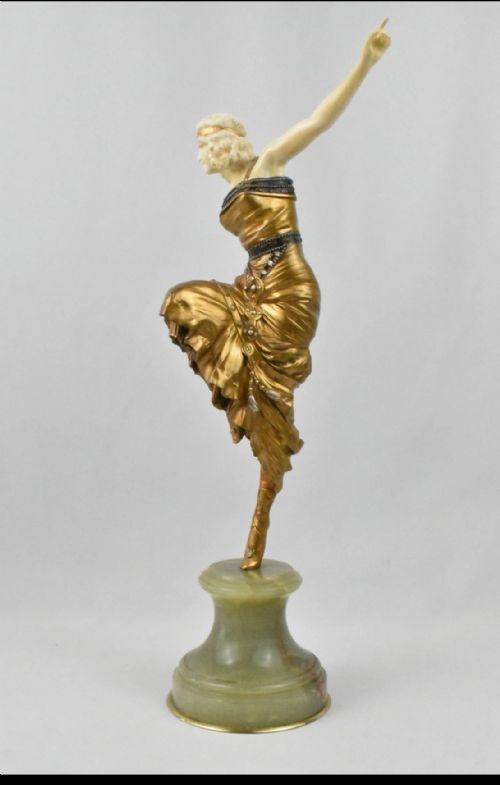 PAUL PHILIPPE RUSSIAN DANCER ART DECO CHRYSELEPHANTINE BRONZE IVORY SCULPTURE - ADDITIONAL PHOTO 4