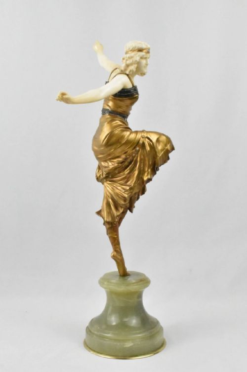 PAUL PHILIPPE RUSSIAN DANCER ART DECO CHRYSELEPHANTINE BRONZE IVORY SCULPTURE - ADDITIONAL PHOTO 5