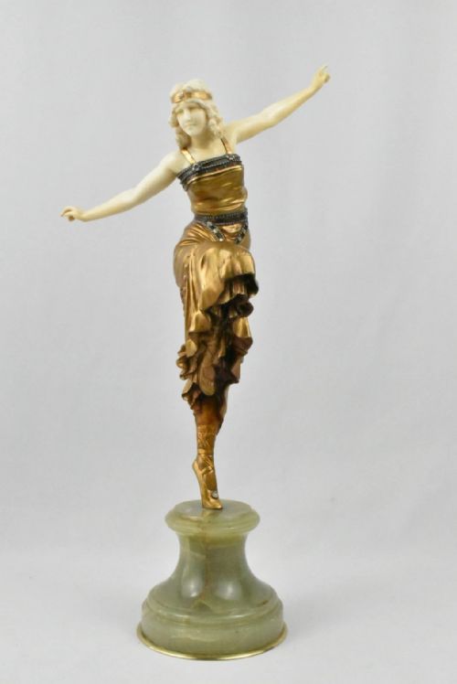 PAUL PHILIPPE RUSSIAN DANCER ART DECO CHRYSELEPHANTINE BRONZE IVORY SCULPTURE - ADDITIONAL PHOTO 6