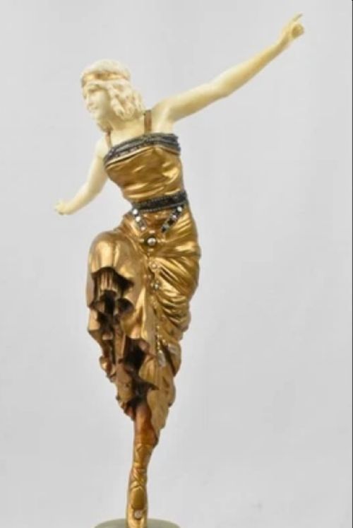 PAUL PHILIPPE RUSSIAN DANCER ART DECO CHRYSELEPHANTINE BRONZE IVORY SCULPTURE - ADDITIONAL PHOTO 7