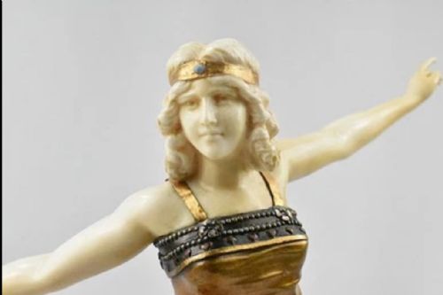PAUL PHILIPPE RUSSIAN DANCER ART DECO CHRYSELEPHANTINE BRONZE IVORY SCULPTURE - ADDITIONAL PHOTO 10