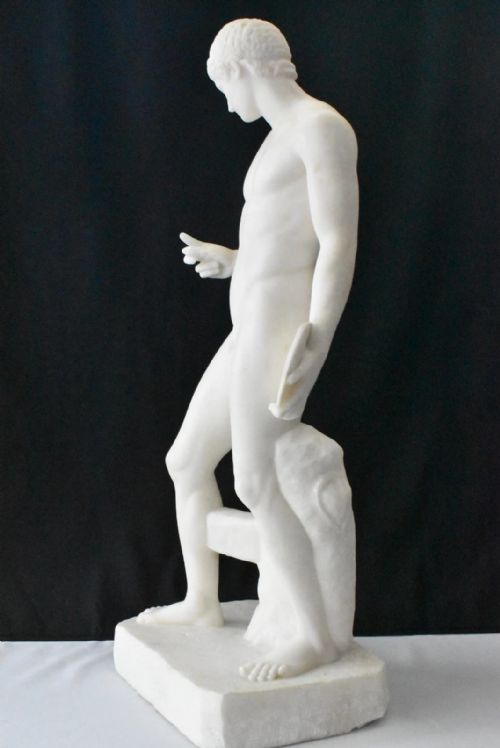 LARGE ANTIQUE MARBLE STATUE DISCOPHOROS 58CM TALL CIRCA MID 19TH CENTURY - ADDITIONAL PHOTO 1