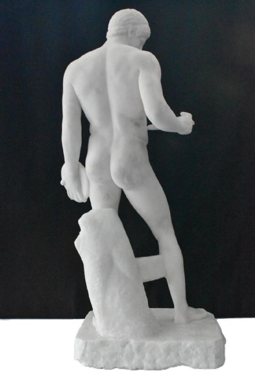 LARGE ANTIQUE MARBLE STATUE DISCOPHOROS 58CM TALL CIRCA MID 19TH CENTURY - ADDITIONAL PHOTO 4