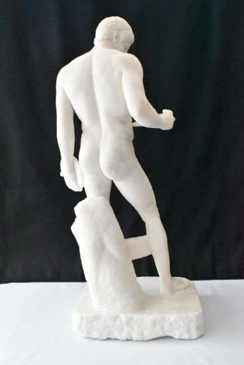 LARGE ANTIQUE MARBLE STATUE DISCOPHOROS 58CM TALL CIRCA MID 19TH CENTURY - ADDITIONAL PHOTO 5