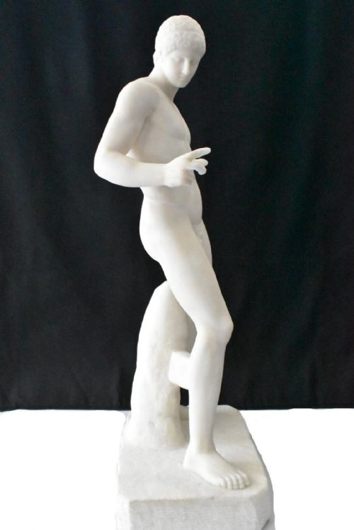 LARGE ANTIQUE MARBLE STATUE DISCOPHOROS 58CM TALL CIRCA MID 19TH CENTURY - ADDITIONAL PHOTO 6