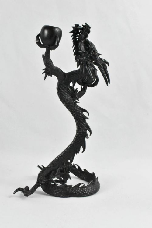 JAPANESE BRONZE DRAGON VASE WITH TWO DRAGON CANDLE HOLDER - ADDITIONAL PHOTO 9