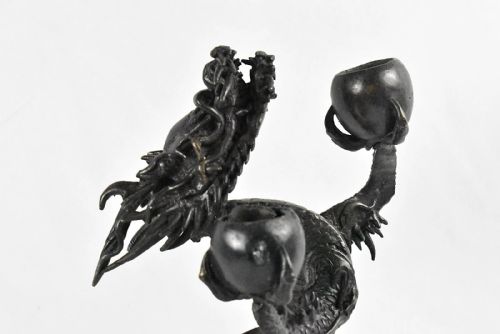 JAPANESE BRONZE DRAGON VASE WITH TWO DRAGON CANDLE HOLDER - ADDITIONAL PHOTO 13
