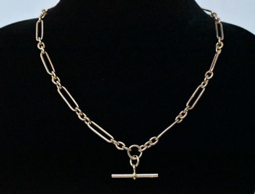 ANTIQUE VICTORIAN 9CT ROSE GOLD ALBERT TROMBONE CHAIN WTBAR FOB PENDANT - ADDITIONAL PHOTO 1