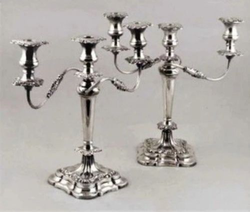 LARGE PAIR OF VINTAGE STERLING SILVER THREELIGHT CANDELABRAS - ADDITIONAL PHOTO 4