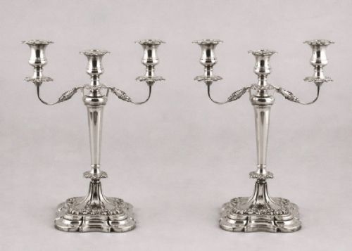 LARGE PAIR OF VINTAGE STERLING SILVER THREELIGHT CANDELABRAS - ADDITIONAL PHOTO 8