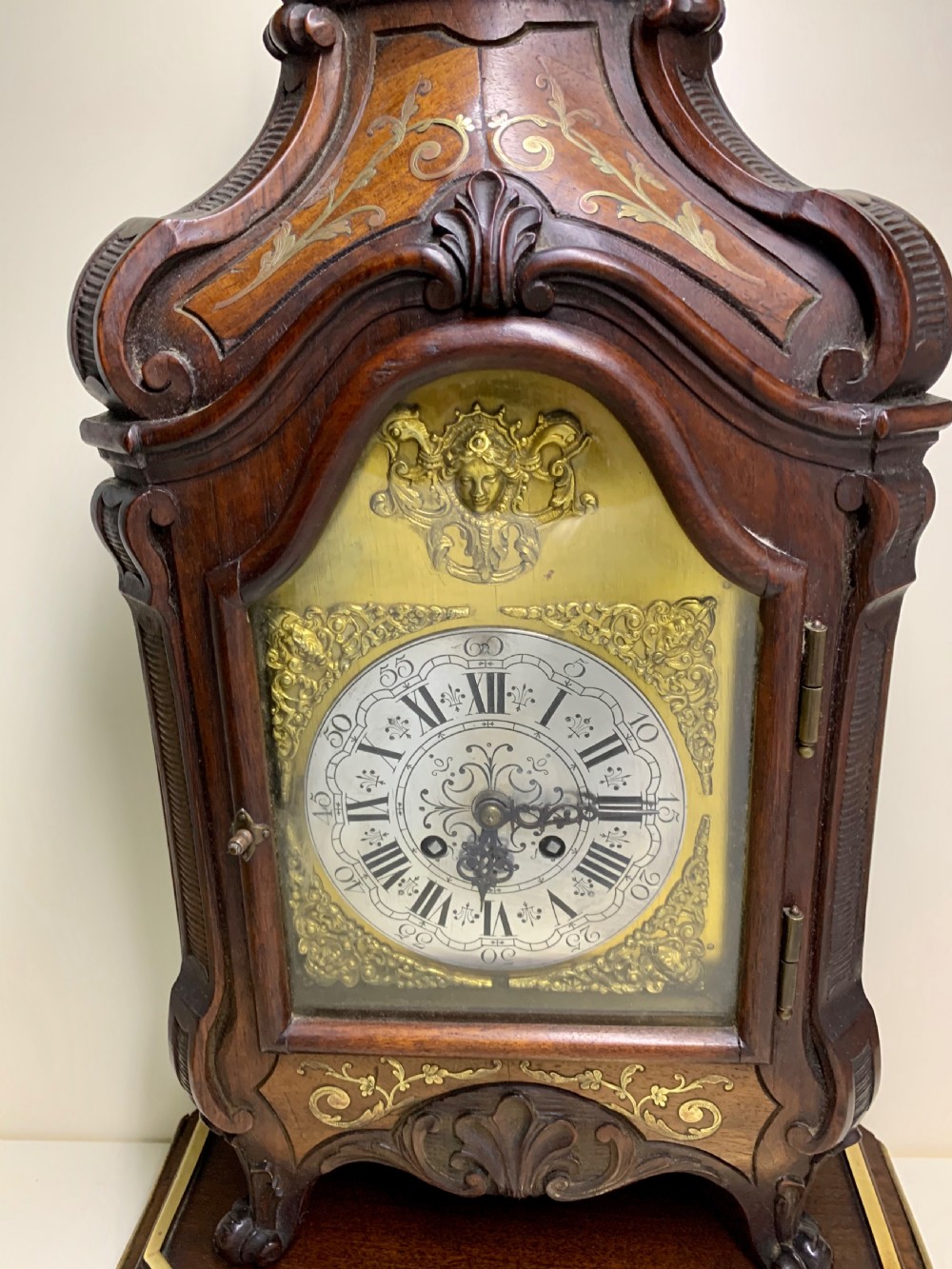 A Large French Brass inlaid Mahogany Planchon A Paris mantel clock. View VI