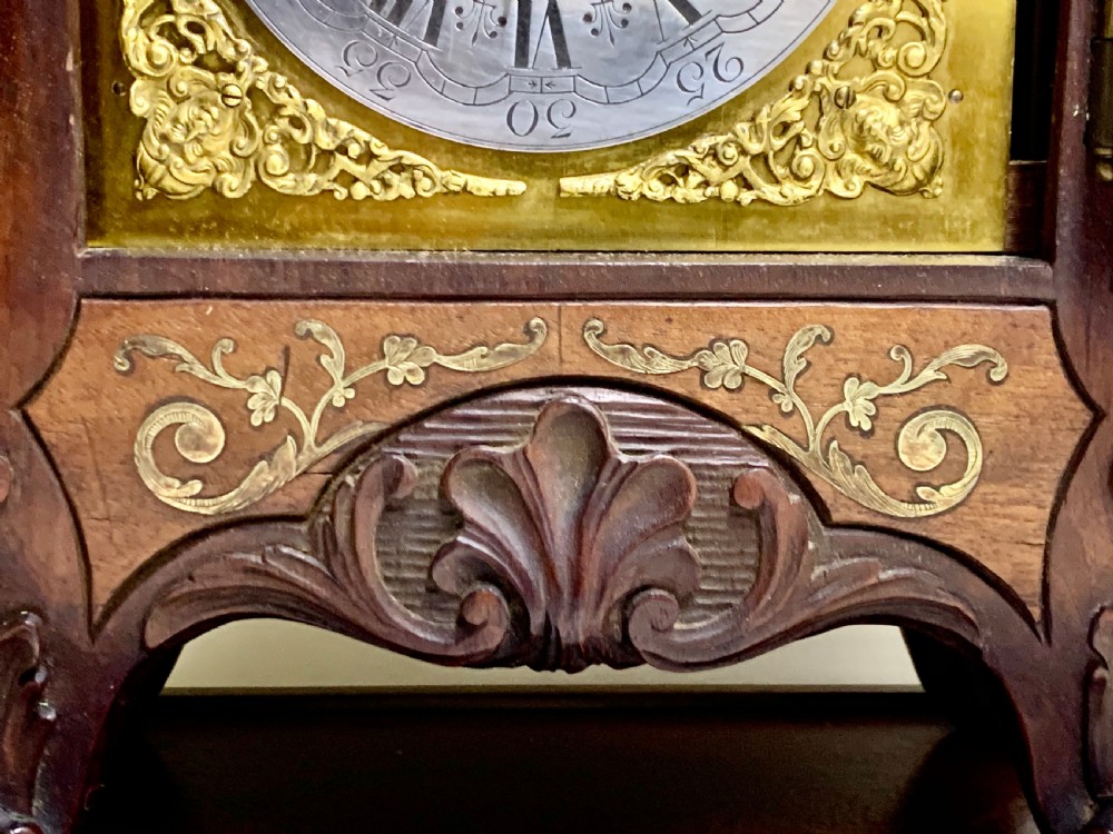 A Large French Brass inlaid Mahogany Planchon A Paris mantel clock. View X