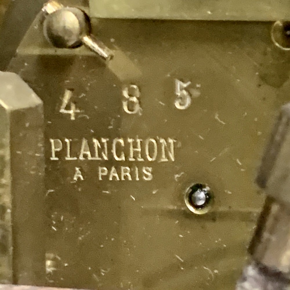 A Large French Brass inlaid Mahogany Planchon A Paris mantel clock. View XXI