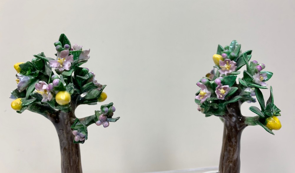Rare pair Meissen Marcolini Lemon Trees in Tubs Circa 1790 Porcelain  View X