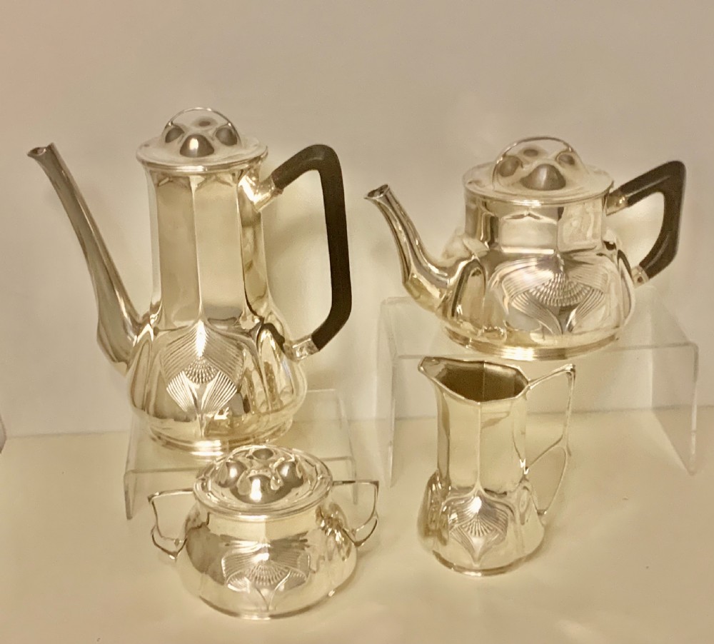 Rare Superb Orivit Sterling Silver Art Nouveau Coffee and Tea Service, Cologne, Germany,  View XIII