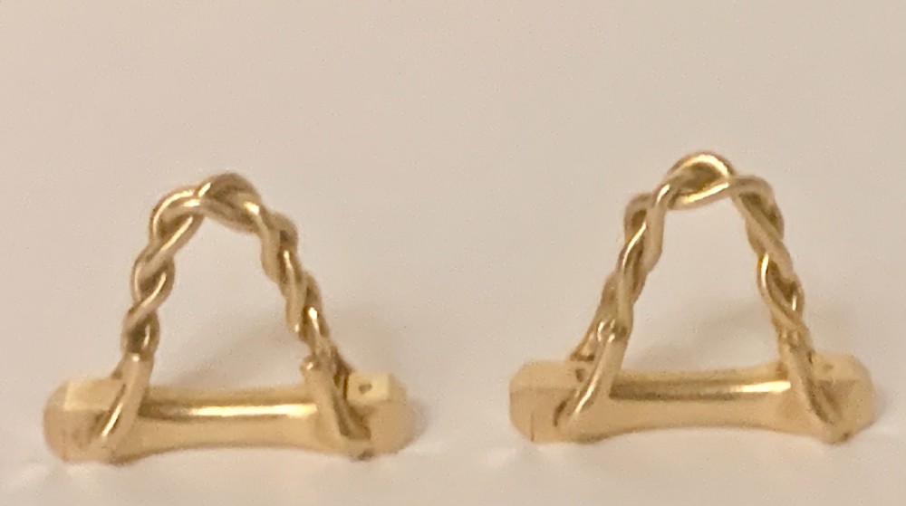 Superb Pair Hermes Paris Mid Century stirrup cufflinks 18ct gold, Circa 1965 View II