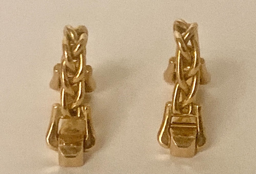 Superb Pair Hermes Paris Mid Century stirrup cufflinks 18ct gold, Circa 1965 View IV