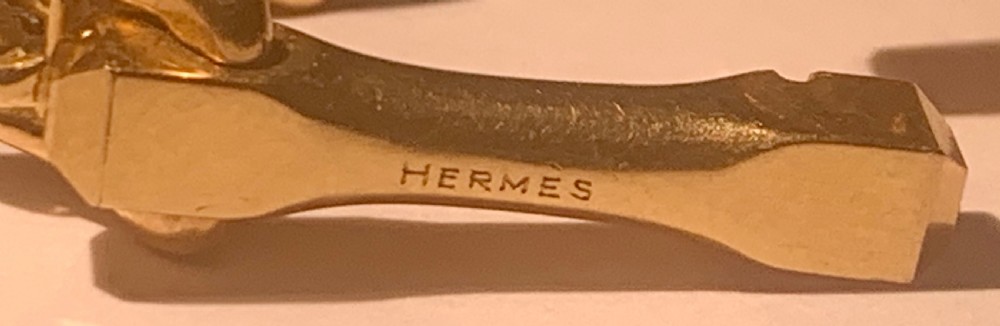 Superb Pair Hermes Paris Mid Century stirrup cufflinks 18ct gold, Circa 1965 View XI