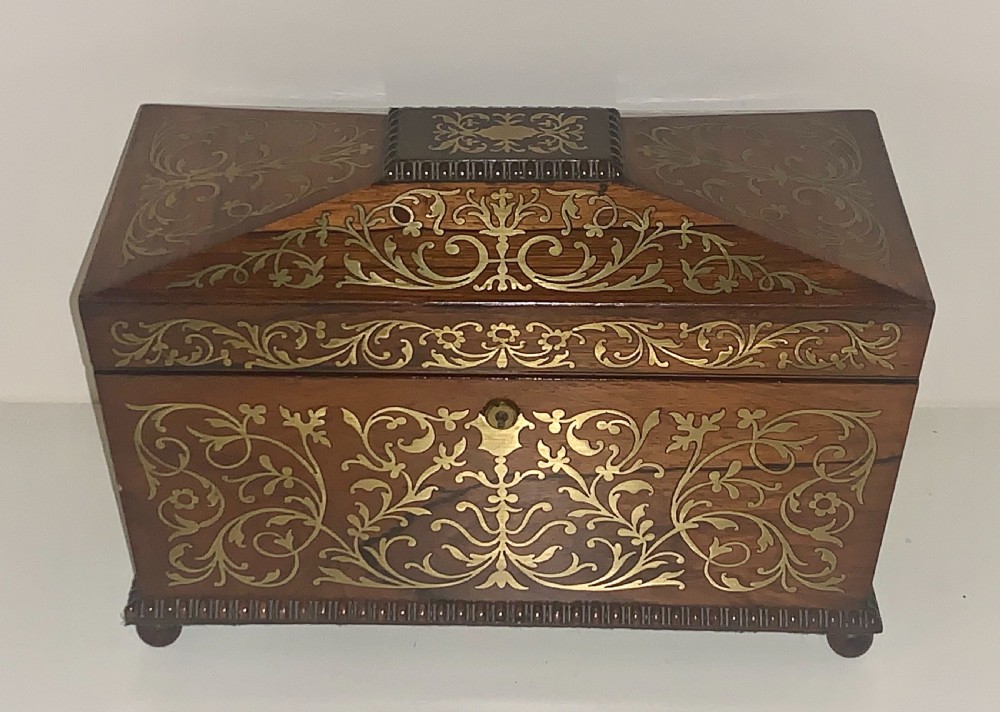  A Superb Sarcophagus Regency Rosewood Tea Caddy Antique Circa 1820's, View II