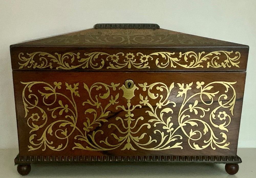  A Superb Sarcophagus Regency Rosewood Tea Caddy Antique Circa 1820's, View III