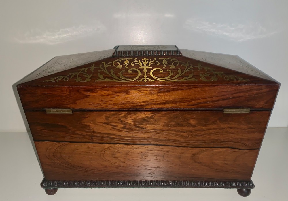  A Superb Sarcophagus Regency Rosewood Tea Caddy Antique Circa 1820's, View XI