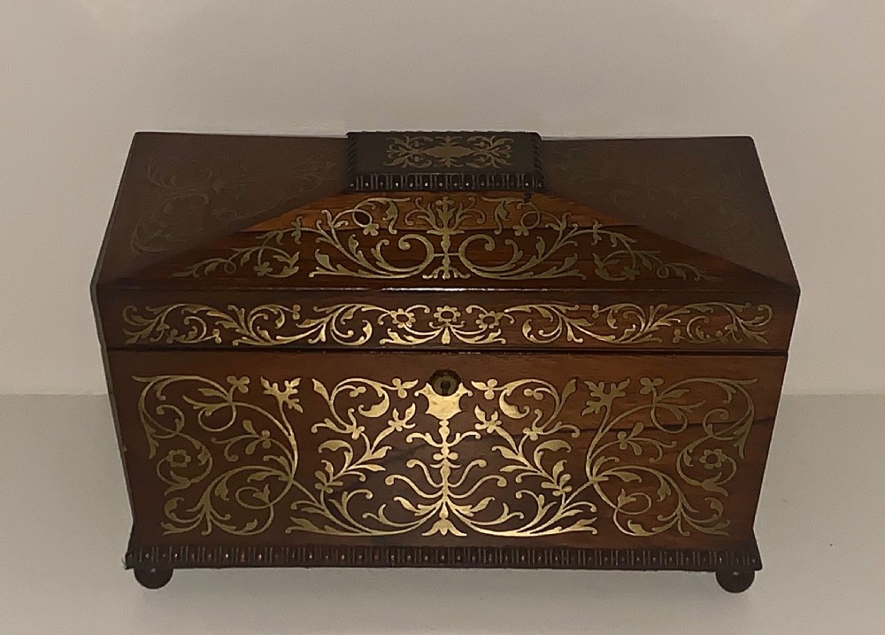  A Superb Sarcophagus Regency Rosewood Tea Caddy Antique Circa 1820's, View XIII