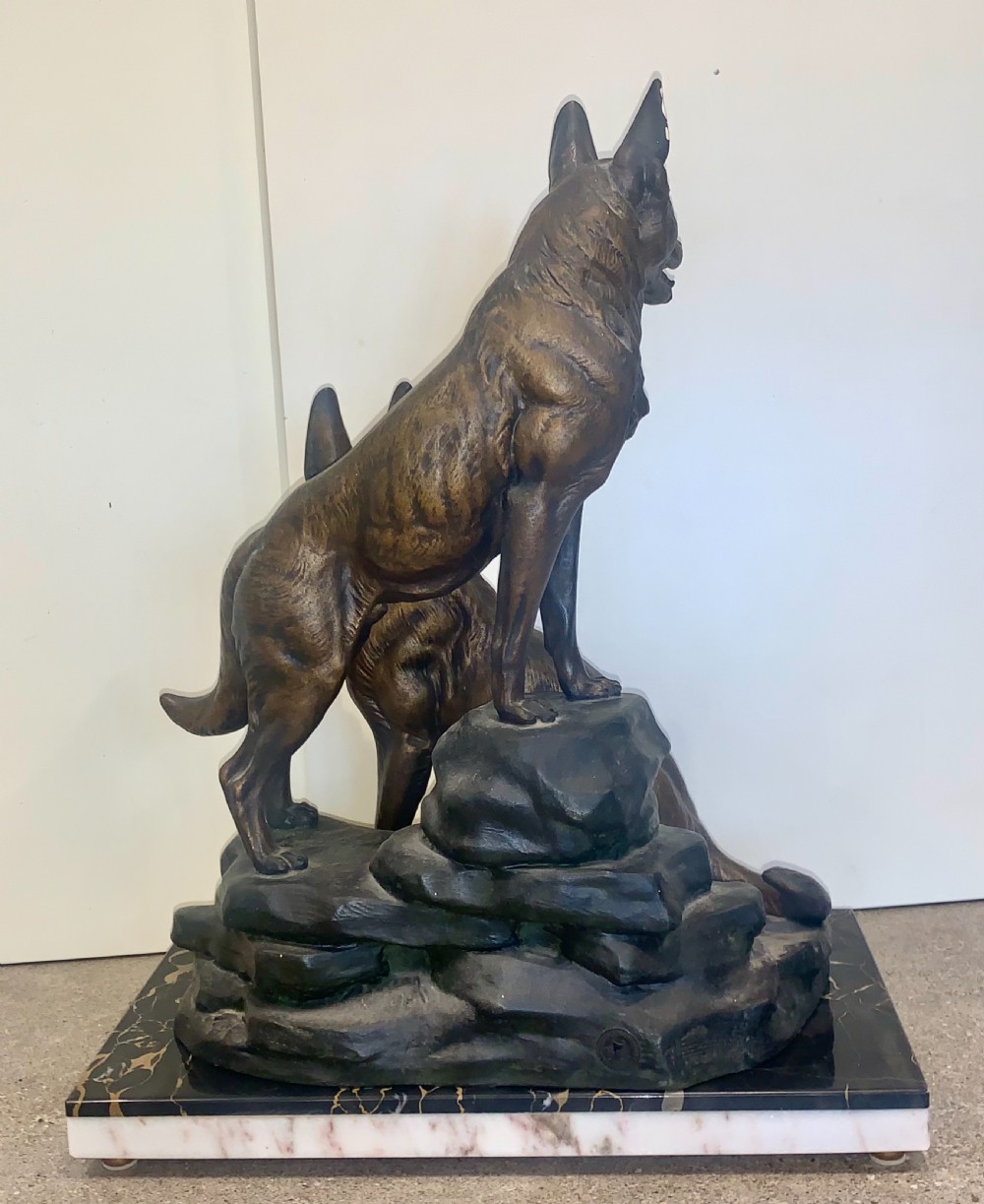 A Fine Large Animalier Art Deco Sculpture by Louis-Albert Carvin Alsatian Dogs View VIII