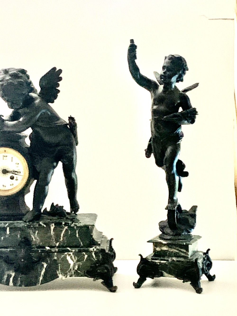 A Monumental Cherub Clock Set in Bronzed Metal Circa 19th Century View VI