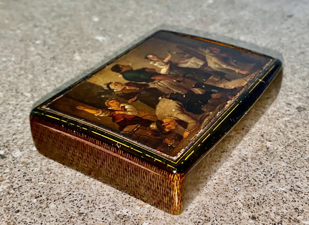 Early 19th Century Large Hand Painted Stobwasser Type Papier Mache Table Snuff Box C1820 View VI