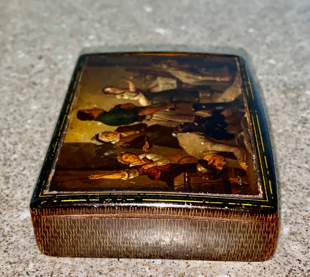 Early 19th Century Large Hand Painted Stobwasser Type Papier Mache Table Snuff Box C1820 View VII
