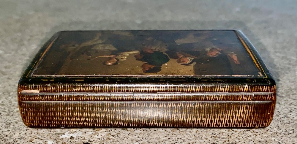 Early 19th Century Large Hand Painted Stobwasser Type Papier Mache Table Snuff Box C1820 View XI
