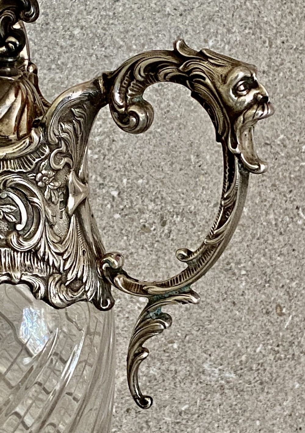 Antique STERLING SILVER & GLASS CLARET JUG TOPAZIO PORTUGAL

 View XII
