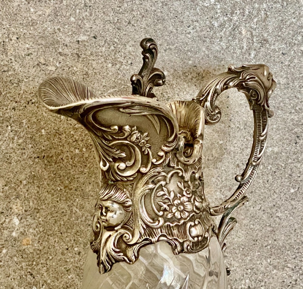 Antique STERLING SILVER & GLASS CLARET JUG TOPAZIO PORTUGAL

 View XIV