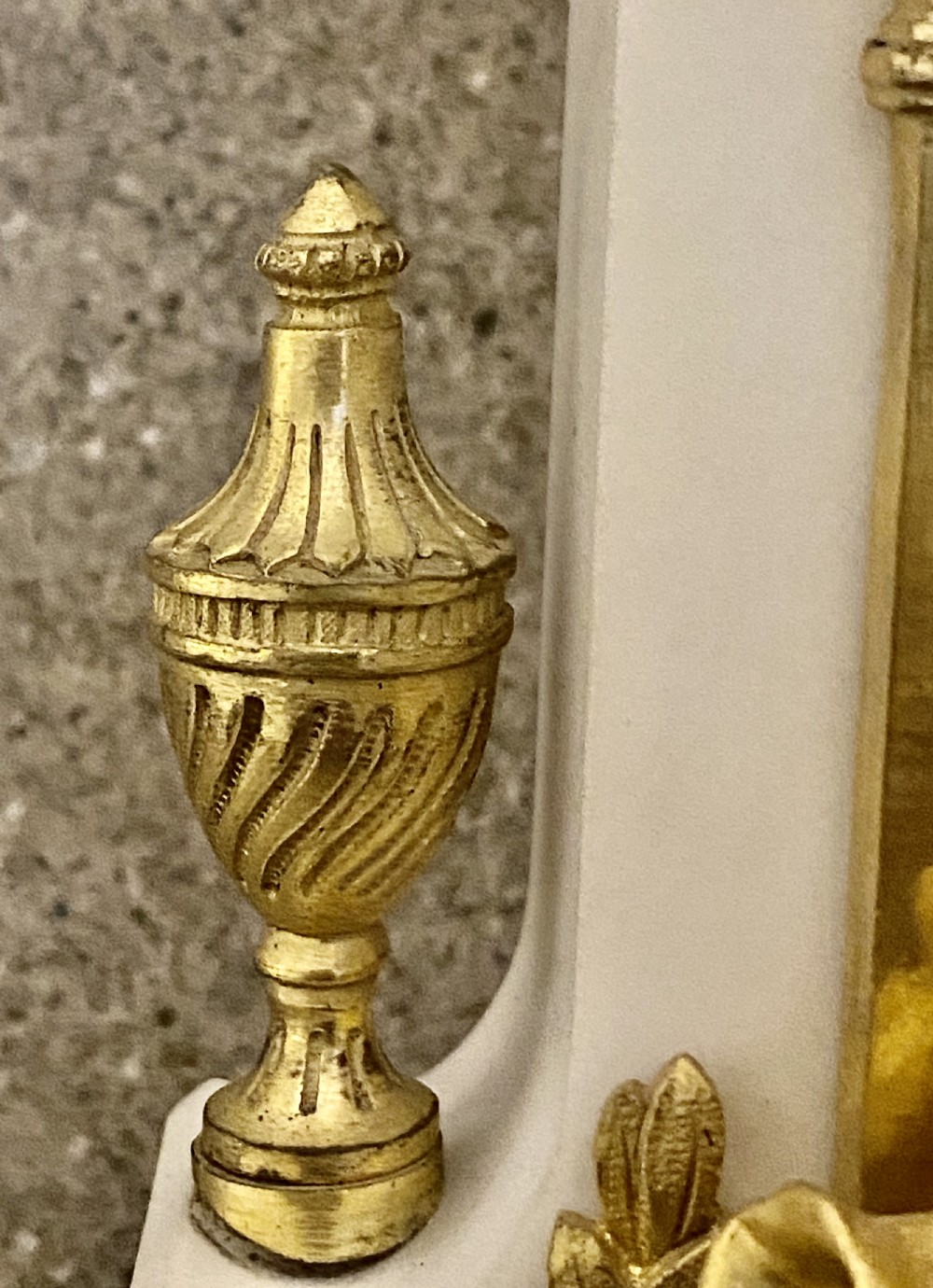 Antique French white marble, patinated bronze and ormolu globe clock. View XV
