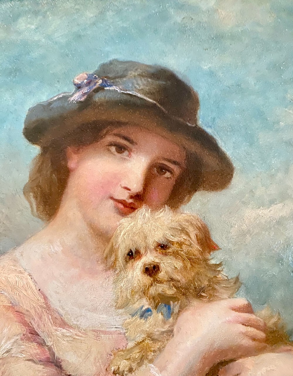 James John Hill RBA (1811 - 1882)  A Lady and her Dog. Oil on canvas View III
