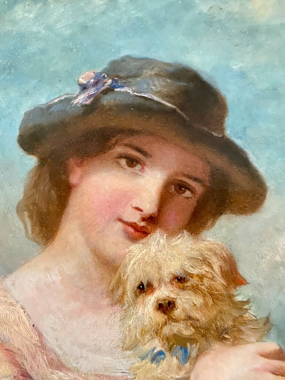 James John Hill RBA (1811 - 1882)  A Lady and her Dog. Oil on canvas View IV