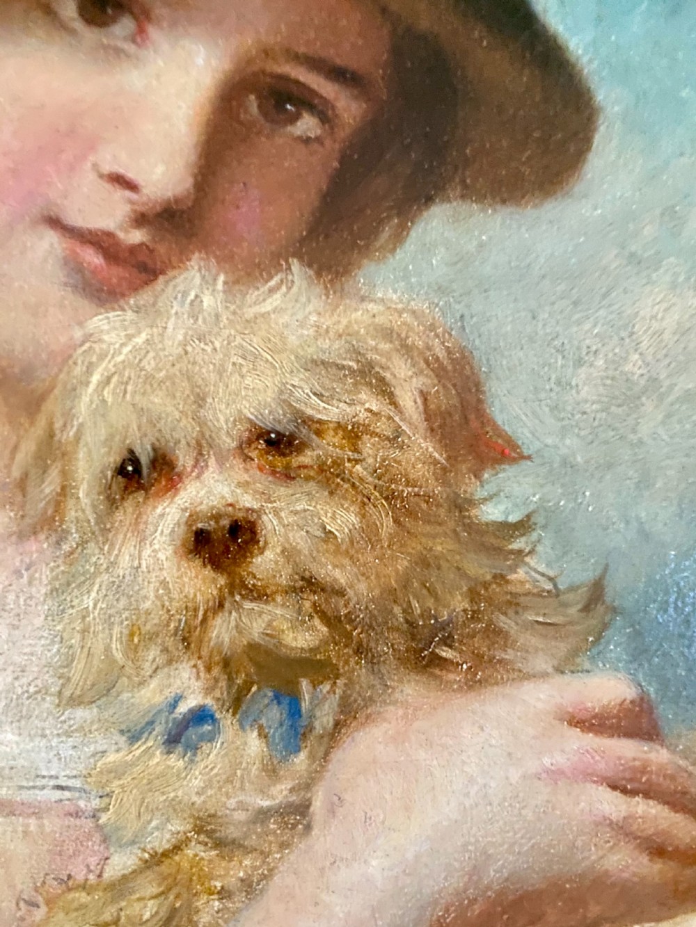 James John Hill RBA (1811 - 1882)  A Lady and her Dog. Oil on canvas View V