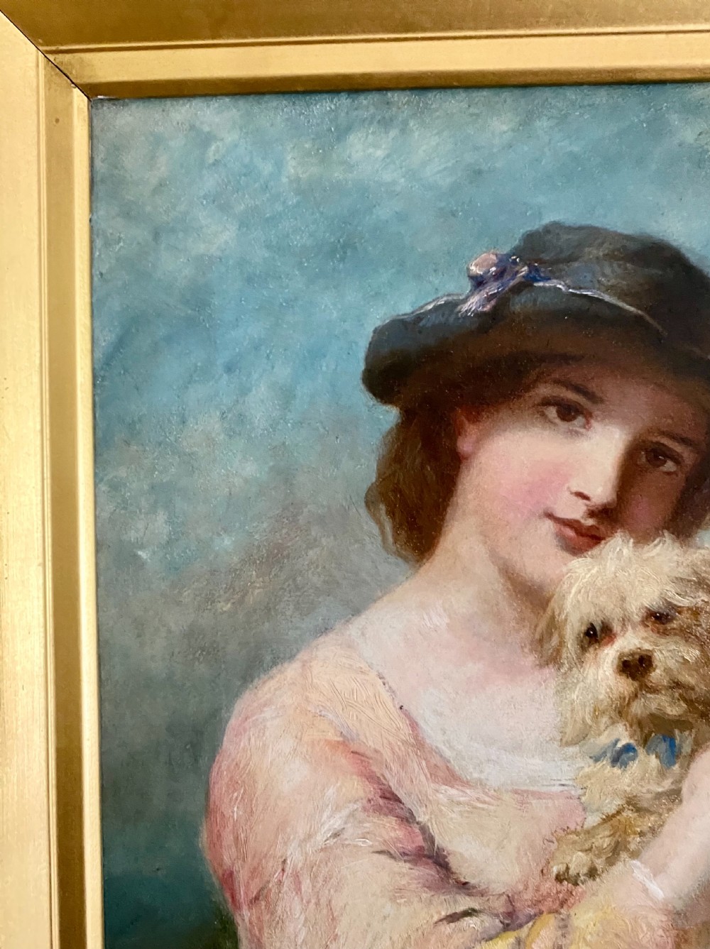 James John Hill RBA (1811 - 1882)  A Lady and her Dog. Oil on canvas View VII