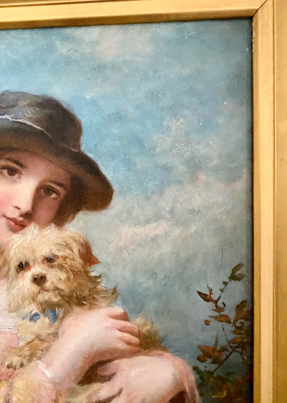 James John Hill RBA (1811 - 1882)  A Lady and her Dog. Oil on canvas View VIII