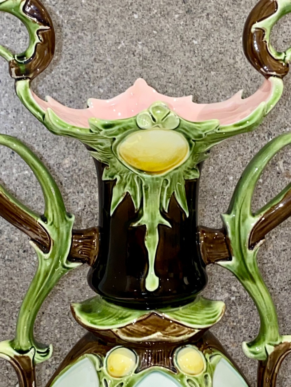 Pair of Large Majolica Vases by Julius Dressler, Austria, circa 1885 View XIII