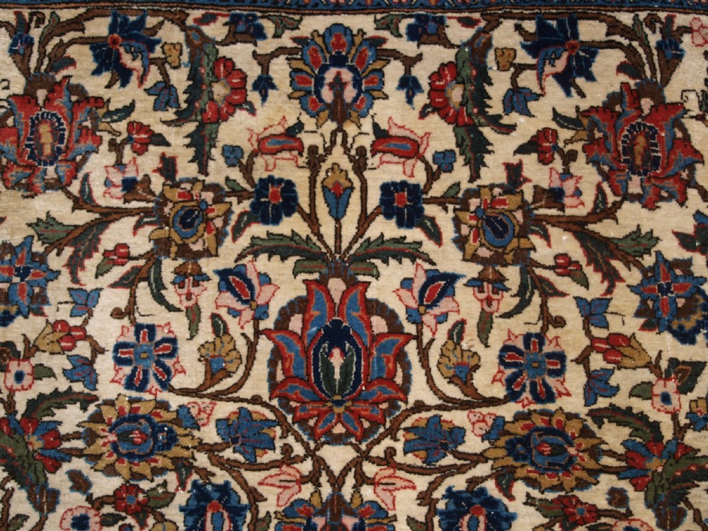 ANTIQUE QUM RUG WITH ALL OVER FLORAL DESIGN, EXCELLENT COLOURS, CIRCA 1920. View VI