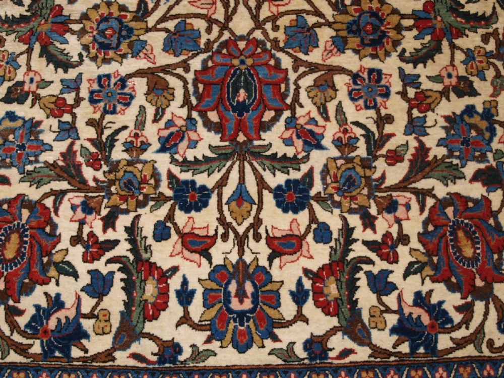 ANTIQUE QUM RUG WITH ALL OVER FLORAL DESIGN, EXCELLENT COLOURS, CIRCA 1920. View IX