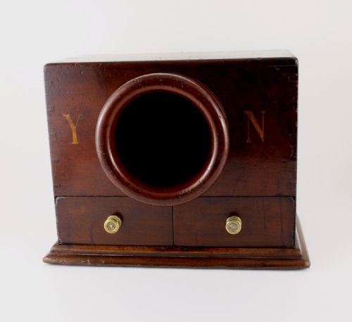 fig 1. Georgian Ballot Box. Wooden Mahogany Funnel Club Voting Box.