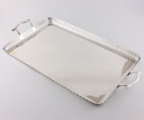 Silver Plate James Dixon Pierced Design Cocktail Tray